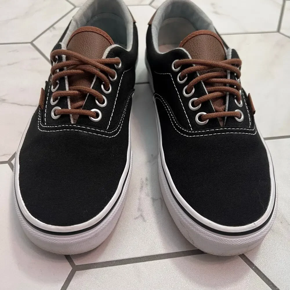 Vans Era 59 Black Canvas Leather Detail Sneaker Shoe Size 8 Women - Picture 3 of 9